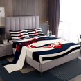 thumbnail image 1 of Erosebridal Cartoon Anchor Sheet Set Full, Blue Stripes Bedding Sets Full Size, Nautical Rudder Reversible Full Sheet Sets, Lightweight Bedroom Decorative, 4pcs, 1 of 7