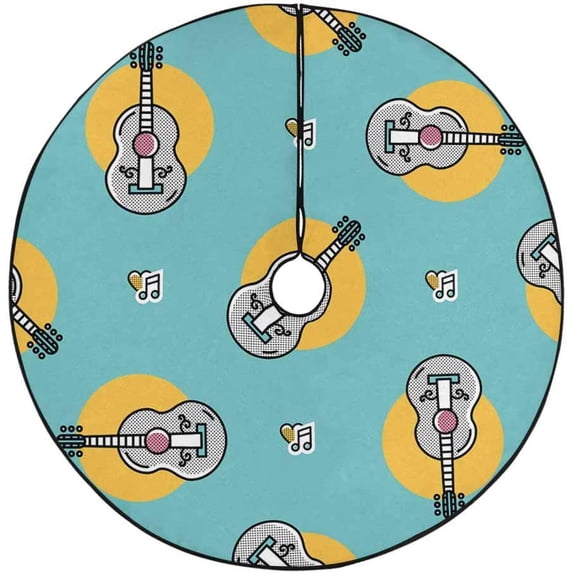 FMSHPON Hipster Musical Xmas Christmas Tree Skirt Stand Mat for Holiday Party Decoration Indoor Outdoor 48 inches