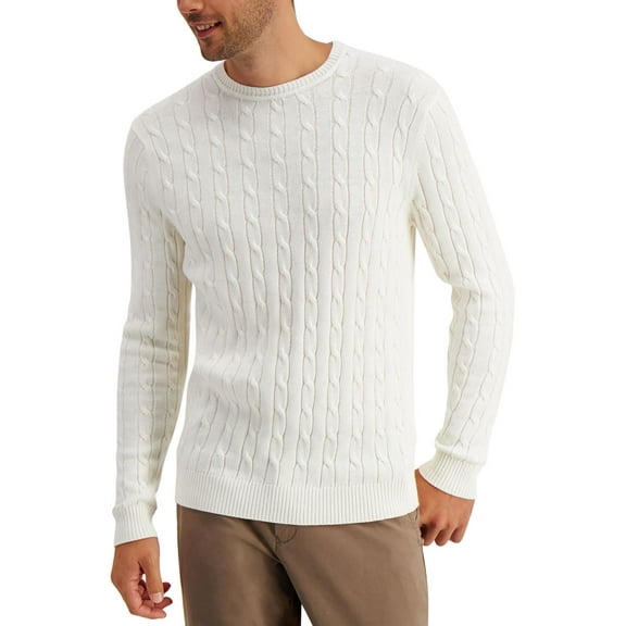 Club Room Mens Big & Tall Cable Knit Crewneck Sweater