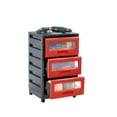 thumbnail image 1 of Italhome Mueble De Plástico En Color Negro Rojo Con 3 Cajones, Cajonera Organizador Multiusos Con Ruedas Piave, 1 of 8