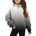 thumbnail image 2 of YUNAFFT Girls Half-Zip Sweatshirt Thumbhole Cuffs Gradient Stand Collar Midweight Autumn Winter Urban Streetwear, 2 of 5