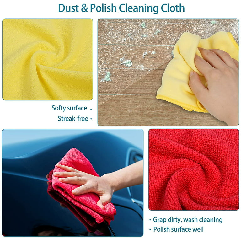 Sugarday Microfiber Cleaning Cloth 15 Pack - Purpose Cleaning Towels Reusable Rags Dish Cloths for Cleaning House, Kitchen, Glass (Size: 11.8 x 11.8