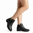 thumbnail image 2 of Ecetana Women's Chunky Low Heel Ankle Boots Round Toe Leather Western Short Booties with Side Zipper, 2 of 5