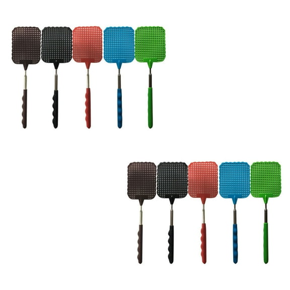 US 5-10 Pc Fly Swatters Extendable Durable Plastic Stainless Handle Bug Mosquito