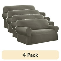 (4 pack) Mainstays Pixel 1-Piece Stretch Loveseat Slipcover, Olive Green