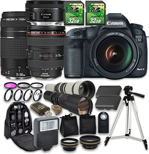 Canon EOS 5D Mark III DSLR Camera with 24-105mm Lens w/ 64GB Mega Bundle