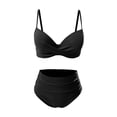 thumbnail image 5 of Womens Bikini Swimsuit Metallic Buckle Tankini Top High Waist Bottom Two Piece Swimwear Tummy Control Bathing Suit, 5 of 6