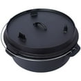 thumbnail image 4 of IVV 12 Quart Pre-Seasoned Cast Iron Dutch Oven with Skillet Lid and Lid Lifter, Outdoor Deep Camp Pot for Camping Fireplace Cooking BBQ Baking Campfire (Black), 4 of 10