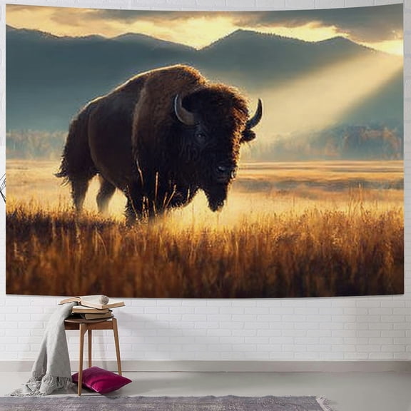 BCIIG Bison Field Sunbeam Tapestry Wall Hanging Home Decor Art 40x30inch