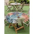 thumbnail image 4 of Outdoor Tablecloth with Umbrella Hole for Patio/Picnic/Party/Camping, Orange Green Blue Palm Leaves Waterproof Table Cloth Round Cover Washable, Summer Botanical Tropical Leaf (Dia 60"), 4 of 9