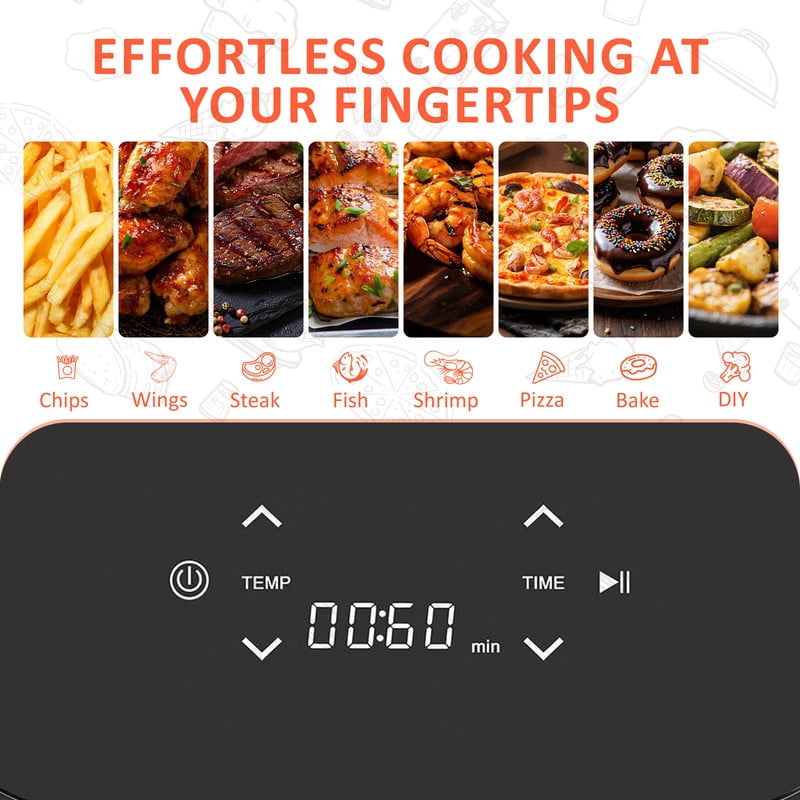 Parcus 3QT Digital Air Fryer – 400℉ max, auto shut-off, nonstick dishwasher-safe basket, bake & reheat -Black