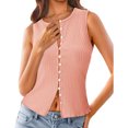 thumbnail image 6 of Slim Fit Women Sleeveless Button Down Knit Tank Tops, 6 of 7
