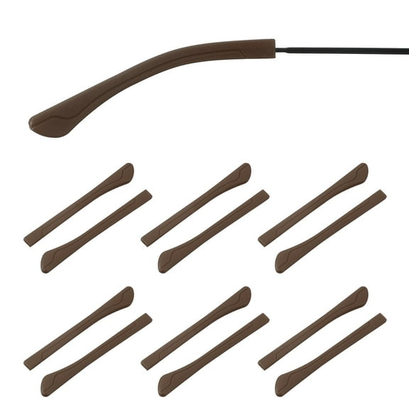 Uxcell 6 Pairs Eye Glass Replacement Temples, Silicone Anti-Slip Eyeglass End Tips Glasses Retainers Fits 1x2mm for Rectangle Thin Metal Eyeglass Sunglasses Temple, Brown