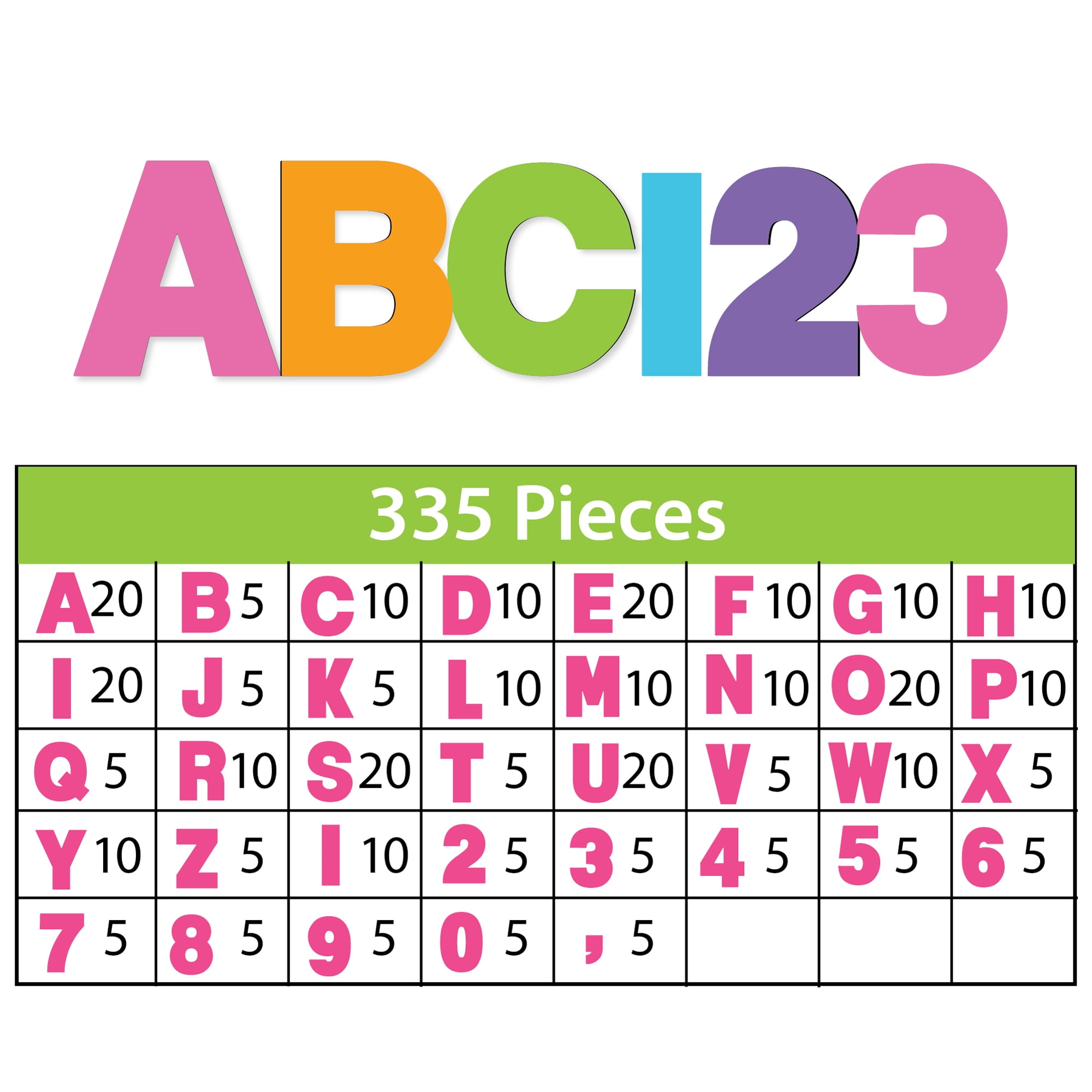 (4 pack) ArtSkills 2.5" Neon Paper Letters & Numbers, 335-Piece Set for Posters, Crafts & School Projects
