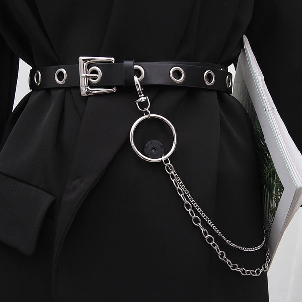 3PCS Falda bordada de cruz punk para mujer Mini falda gótica plisada de cintura alta con cinturón-Encaje para mujer