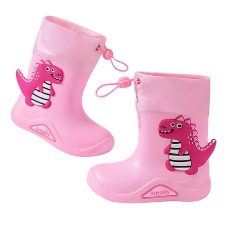 

Toddler Kids Adorable Lightwight Waterproof Rain Boots with Drawstring