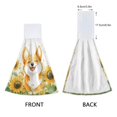thumbnail image 3 of Haosy 2 Pack Kitchen Wash Cloths with Hanging Loops Absorbent Absorbent Quick Drying Hand Towels, Happy Corgi and Sunflowers, 3 of 7