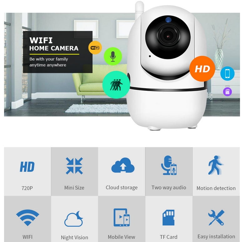 Acekid Wireless Wifi Camera, Indoor Motion Detection Automatic Tracking