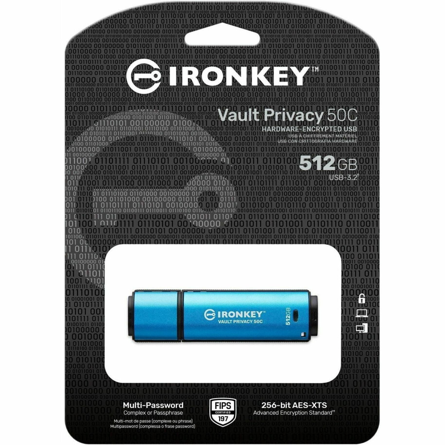 IronKey Vault Privacy 50 Series 512GB Usb 3.2 (Gen 1) Type C Flash Drive
