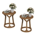 thumbnail image 2 of Kinbor 2Pcs Accent Farmhouse Round End Table Side Tables Nightstand Natural Top and Legs, Brown, 2 of 7