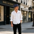thumbnail image 5 of Mens Summer Fedora Cuban Short Brim Hat (Navy One Size), 5 of 5