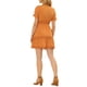 thumbnail image 3 of Vestido Casual Mini Naranja de Manga Abullonada con Escote en V y Cintura Elástica para Mujeres Inspire Chic XL, 3 of 6