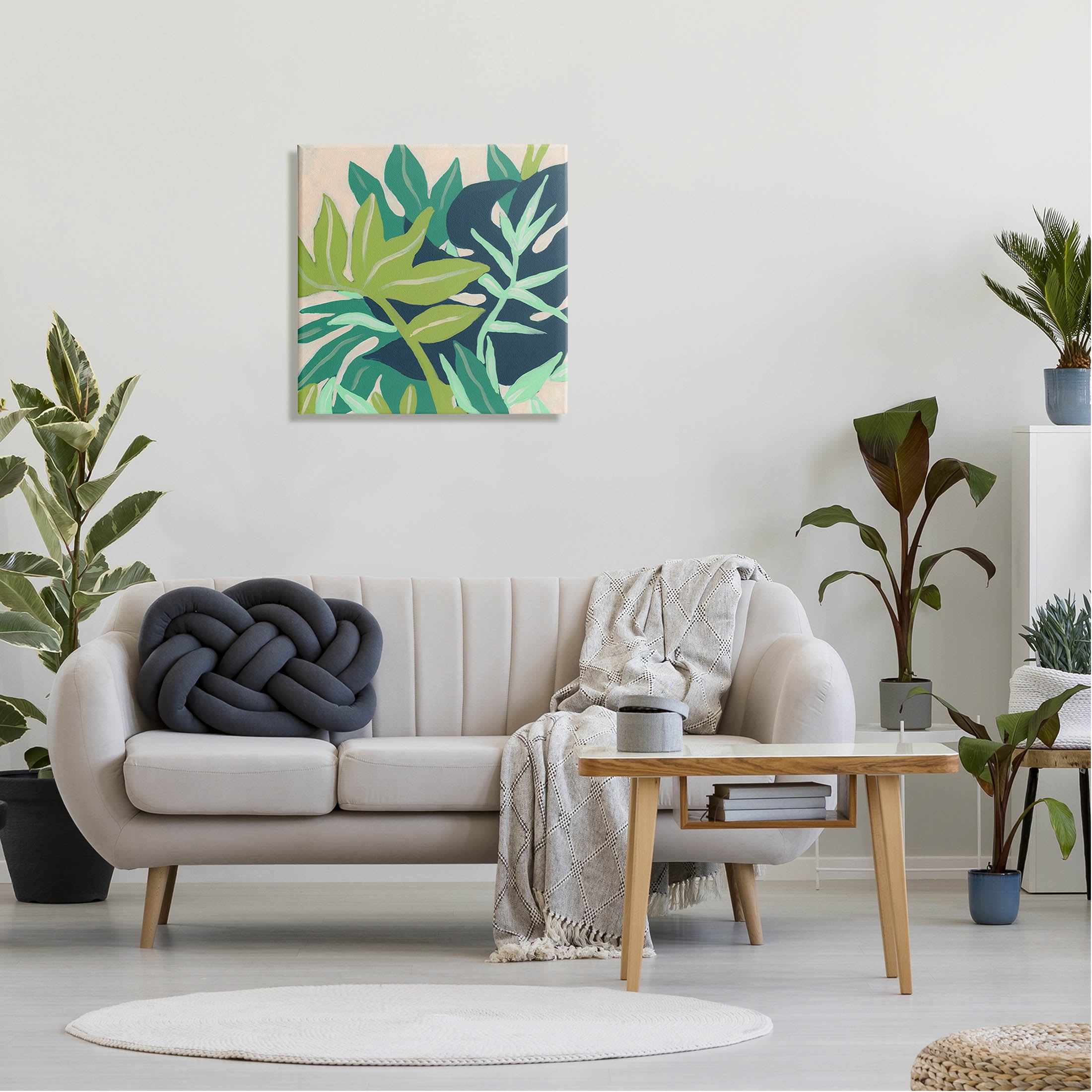 Stupell Industries Tropical Layered Plant Leaves Painting Gallery Wrapped Canvas Print Wall Art, Design by June Erica Vess