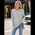 thumbnail image 4 of Suéter de Punto con Abertura Lateral Y2K para Mujer, Cuello Redondo, Larga, Blusa de Punto Liso con Abertura Lateral, Túnicas Gris XXL, 4 of 10
