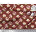 thumbnail image 2 of Soimoi Red Cotton Poplin Fabric Leaves & Grandiflora Roses Floral Print Fabric by the Yard 42 Inch Wide, 2 of 3