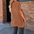thumbnail image 6 of ManxiVoo Short Sleeve Crewneck Sweater for Women Lightweight Casual Knit Top Perfect for Spring and Fall Transitional Weather XXXL Size Coffee, 6 of 8