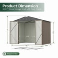 thumbnail image 5 of Homall 6 x 4 ft Outdoor Metal Storage Shed, Garden Tool Shed with Floor Frame & Lockable Double Doors for Backyard, Patio, Lawn, Brown, 5 of 6