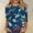 Blue06, variant on Nrmvnmi Womens 3/4 Length Sleeve Cotton Tops Casual Floral Print Round Neck Summer/Fall Tops Loose Fit Elastic and Lightweight Blouse For Women