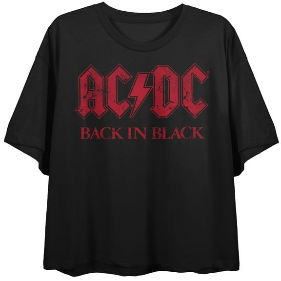 ACDC Back in Women's Black Black Cropped Tee-Medium