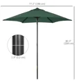 thumbnail image 2 of Parasol de Patio 6,6 Pi, Parasol d'Extérieur avec 6 Baleines Solides, Vert, 2 of 2