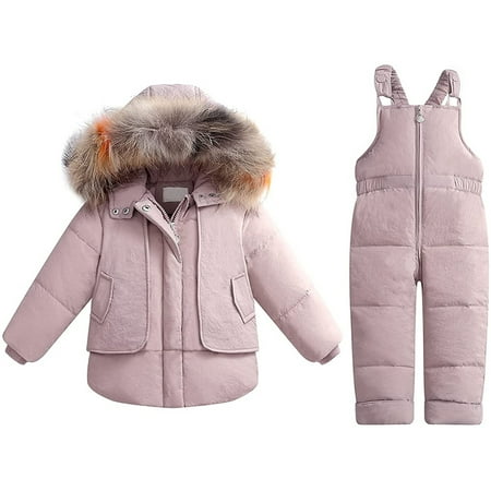 

dmqupv Toddler Kids Baby Boys Girls Snowsuit Winter Clothes Jumpsuit Warm- Hooded Jacket Coat Boys Suits & Sport Coats Coat Pink 18-24 Months