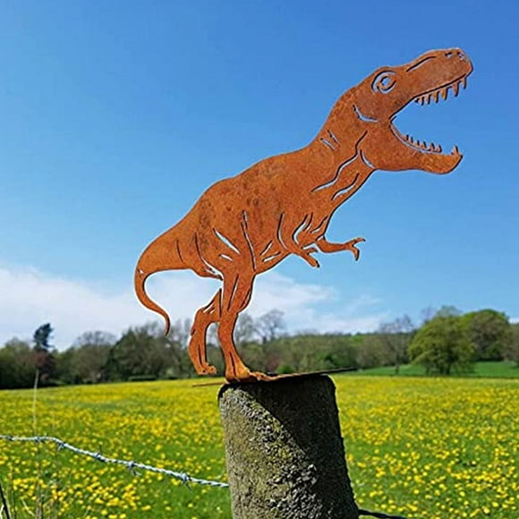 Metal Dinosaur Fence Post Topper, A