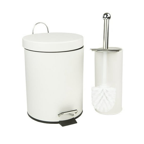 Home Basics 2PC Bath Set 3L Step Bin Garbage Can and Toilet Brush