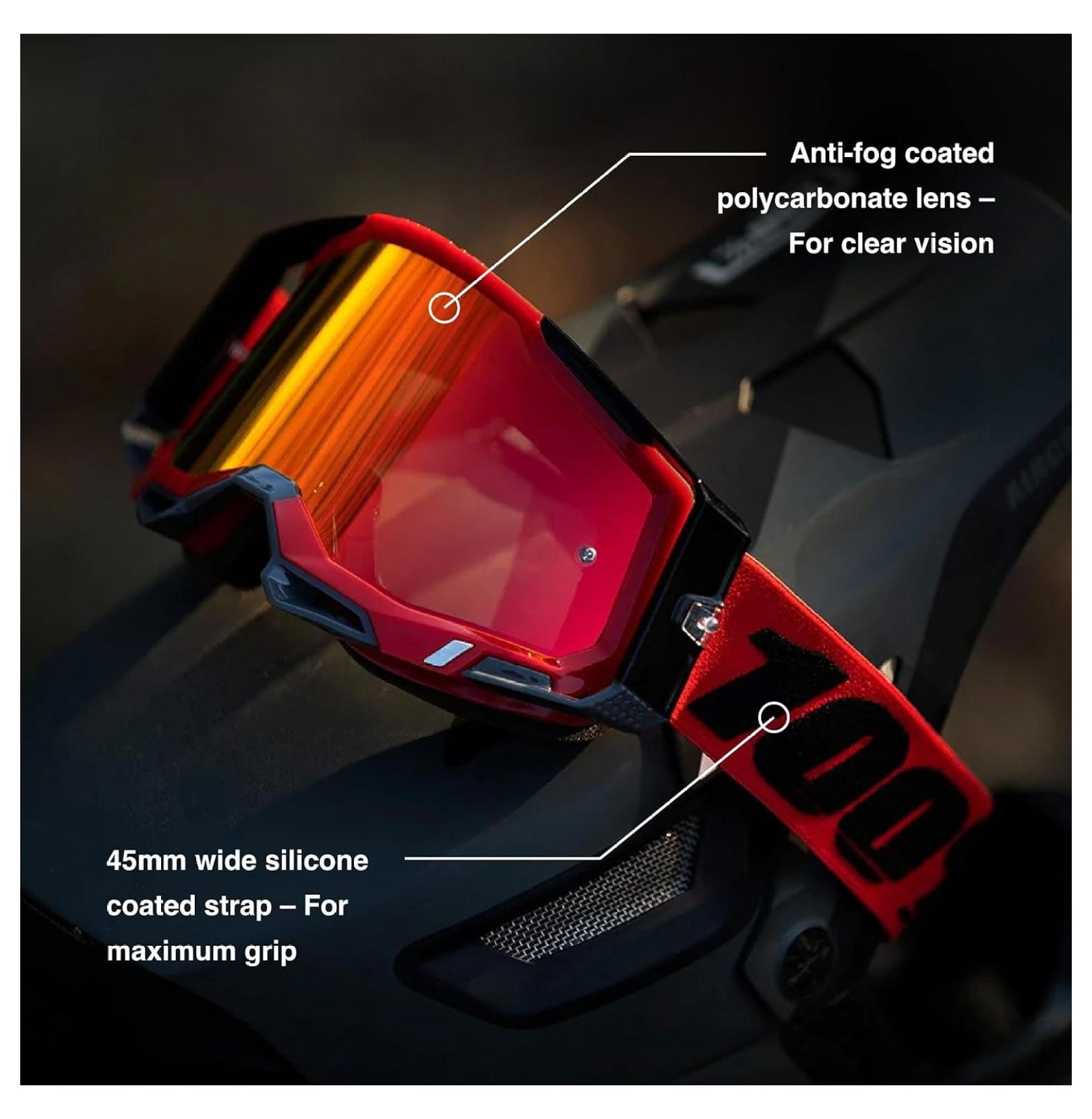 2 Bike & Motocross Goggles - MX and MTB Racing Protective Eyewear (Kalkuta - Clear Lens)