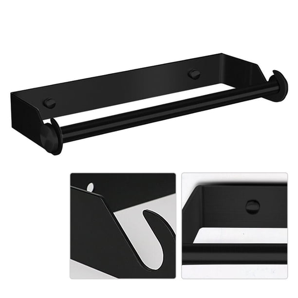 Bearachild Soporte para toallas de papel, organizador de soporte para encimera sin perforaciones de acero inoxidable, soporte de almacenamiento de Juegos de accesorios de baño Negro