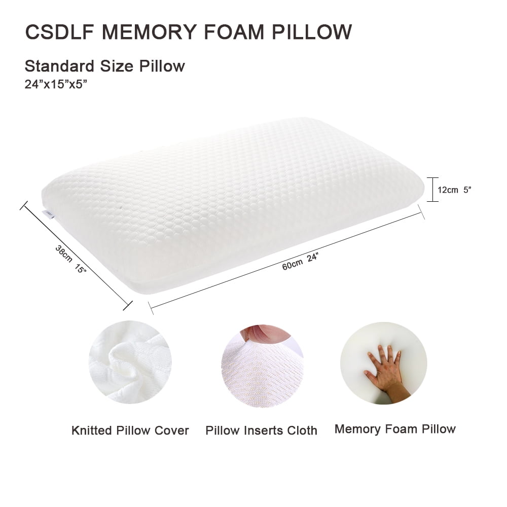 Memory Foam Bed Pillows, Pillow for Side and Back Sleeper, Pillow for Neck Pain Relief, Washable Removable Cover, Soft, White (Standard)