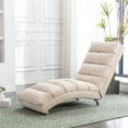 thumbnail image 2 of Chaise Lounge Indoor Chair, Massage Recliner Chair with a Side Pocket and Remote Control, Floor Chair, Single Sofa, Modern Long Lounger for Office or Living Room, Beige, 2 of 7