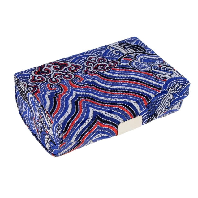 Estuche de lápiz Zulema en brocado de seda azul