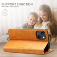thumbnail image 6 of Case for iPhone 15 Plus, Luxury PU Leather Wallet Folio Phone Case with Kickstand Card Holder Magnetic Flip Shockproof Protective Cover for iPhone 15 Plus (6.7 inch), Khaki, 6 of 8