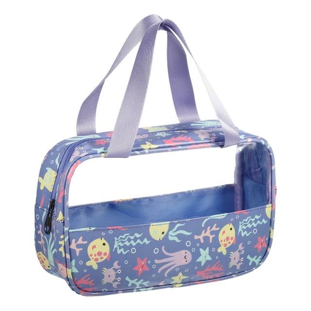 Bolsas de maquillaje medianas duraderas para mujeres de Unique Bargains, 1 pieza, para vacaciones, camping y actividades al aire libre, de cuero PU morado.