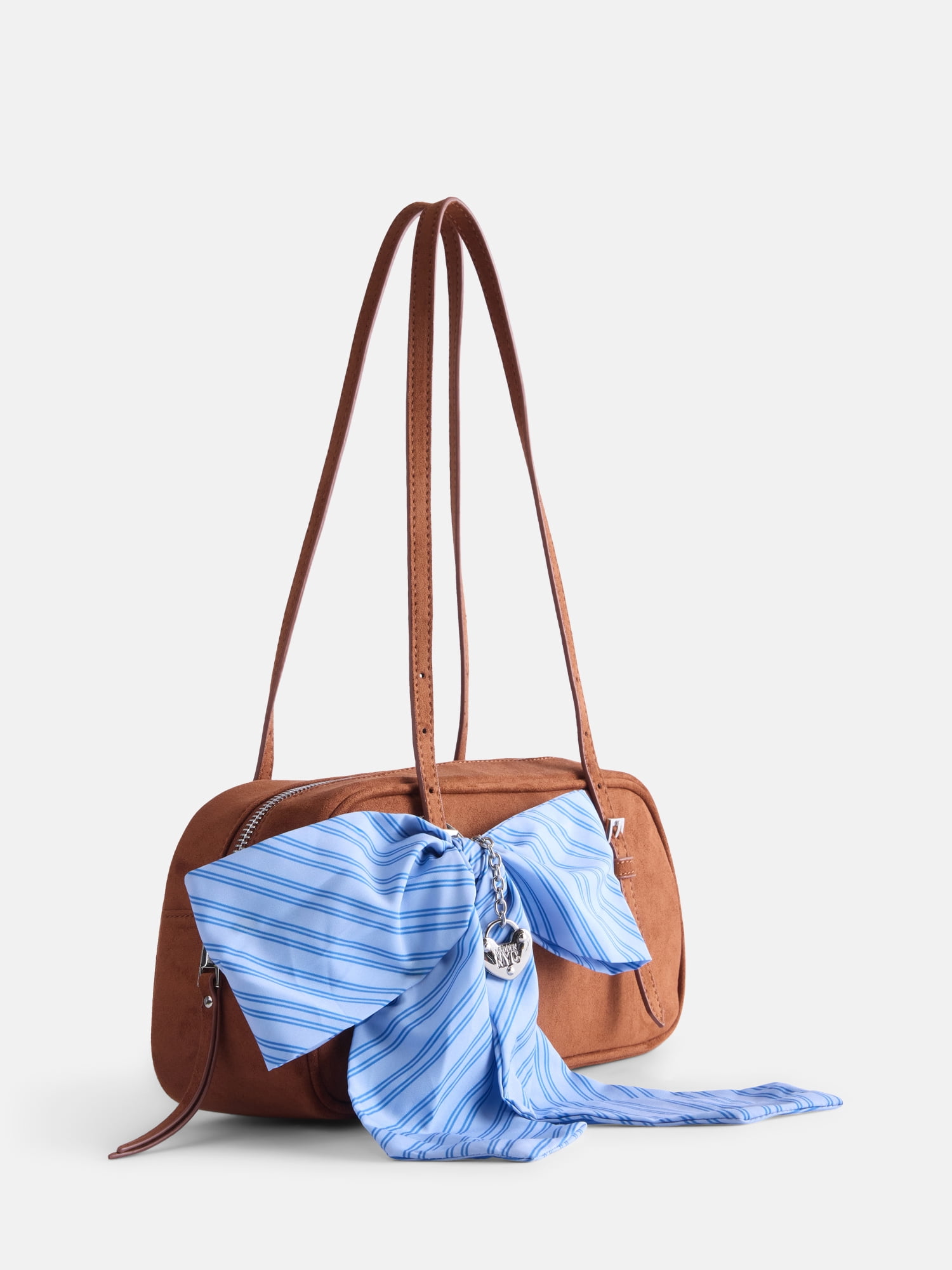 Madden NYC Women's Faux Suede East West Bowling Bag, Cognac
