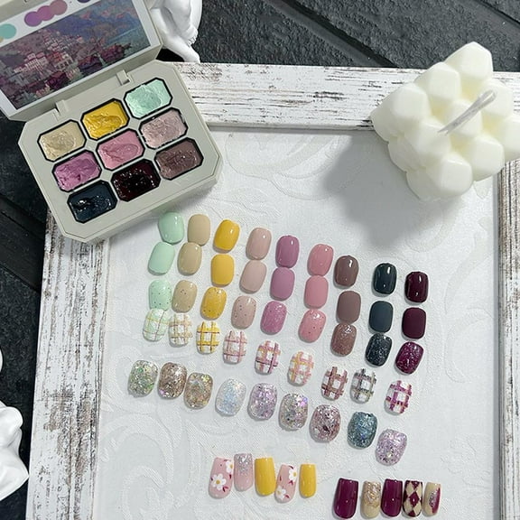 Solid Nail Gel Palette with High Gloss Finish Multiple Colors for Easy At Home Manicure Portable Durable Design