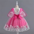 thumbnail image 4 of Gubotare Girls Royal Dress Baby Girl Dress Smocked Puff Sleeve Mesh Tutu Tulle Dresses Princess Birthday Wedding Dresses Summer Clothes (Hot Pink,Size 7-8 Years), 4 of 5