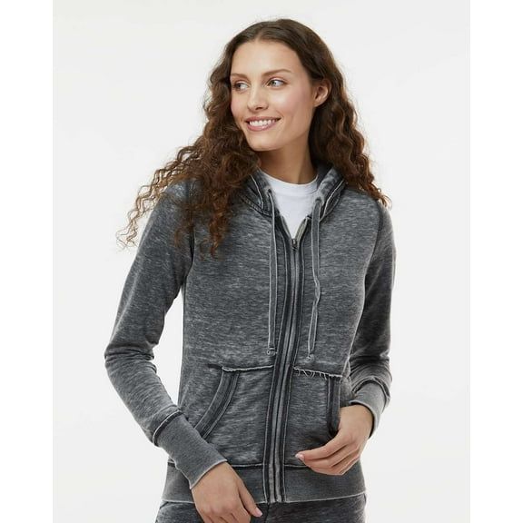Ladies' Zen Full-Zip Fleece Hooded Sweatshirt - DARK SMOKE - S