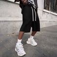 thumbnail image 7 of Men's Baggy Sweat Shorts 2026 Lightweight Drawstring Y2k Shorts Casual Under Knee Shorts Raw Hem Gym Shorts with Pockets, M, 7 of 7
