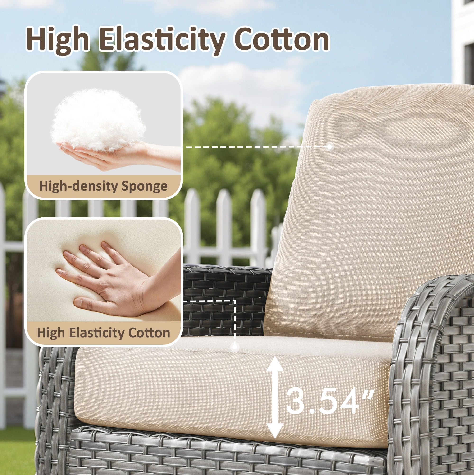 Toject Patio Furniture Set, 5 Pieces Outdoor Conversation Set with High Back Loveseat and Swivel Chairs, All Weather Wicker Outside Furniture for Porch, Balcony (Beige)
